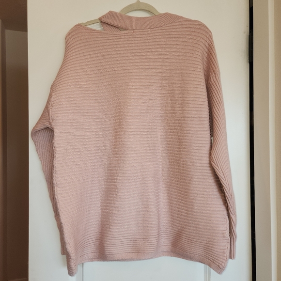 NWT Kirundo Pink Ribbed Sweater with Cutout at Neck/Shoulder  Size XL Soft Cozy - Picture 6 of 10
